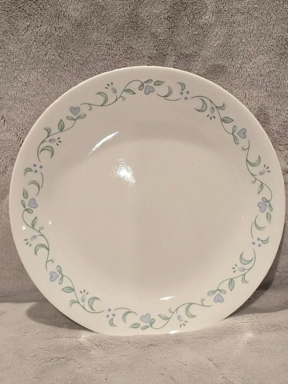 White Floral Rim Ceramic Dinner Plate - Blue & Green